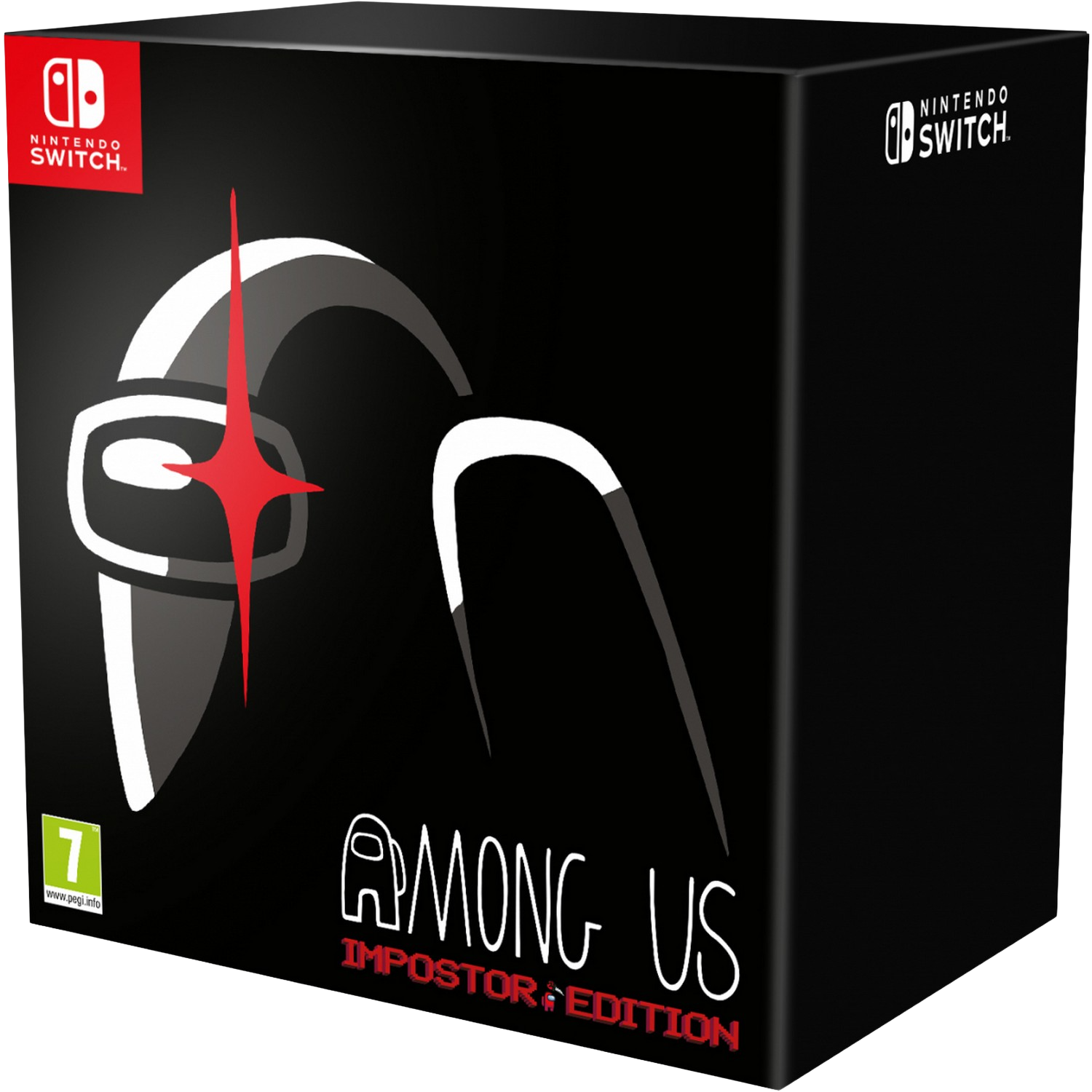 Caja negra de Nintendo Switch Among Us Impostor Edition. El personaje del juego está al frente.