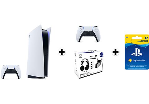 SONY PlayStation 5 Digital + PlayStation Plus (1 jaar) + extra controller + accessoiresset