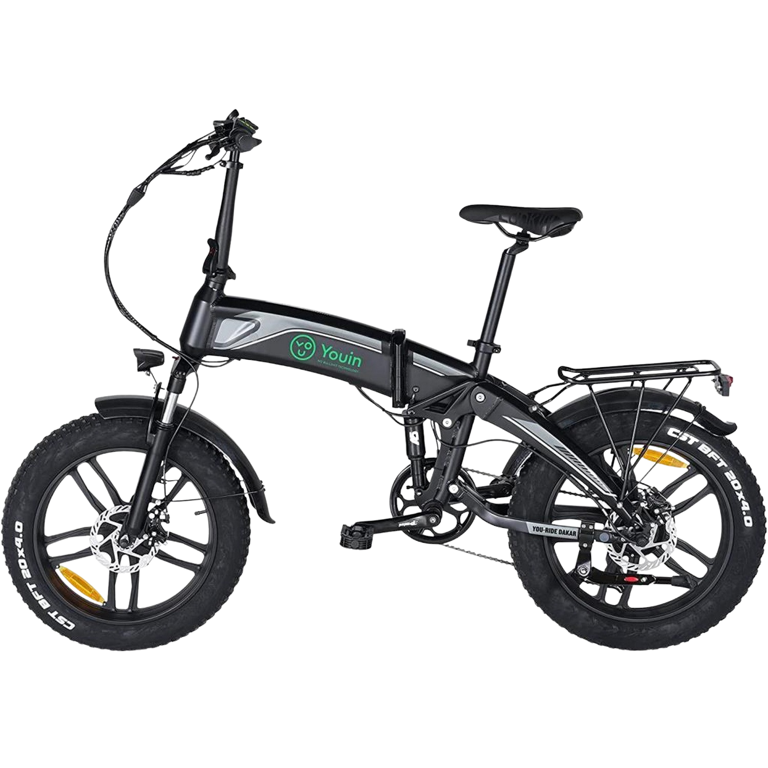 Youin Youride Dakar negro bicicleta 250w plegable ruedas fat 20 batería integrada autonomía hasta 45 km cambio shiman ride bk1400g 7 250 25 20´´