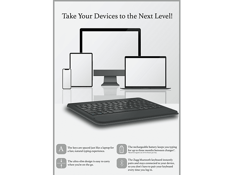ZAGG Ultra İnce Multi-Device Kablosuz Bluetooth Q Klavye Siyah_3
