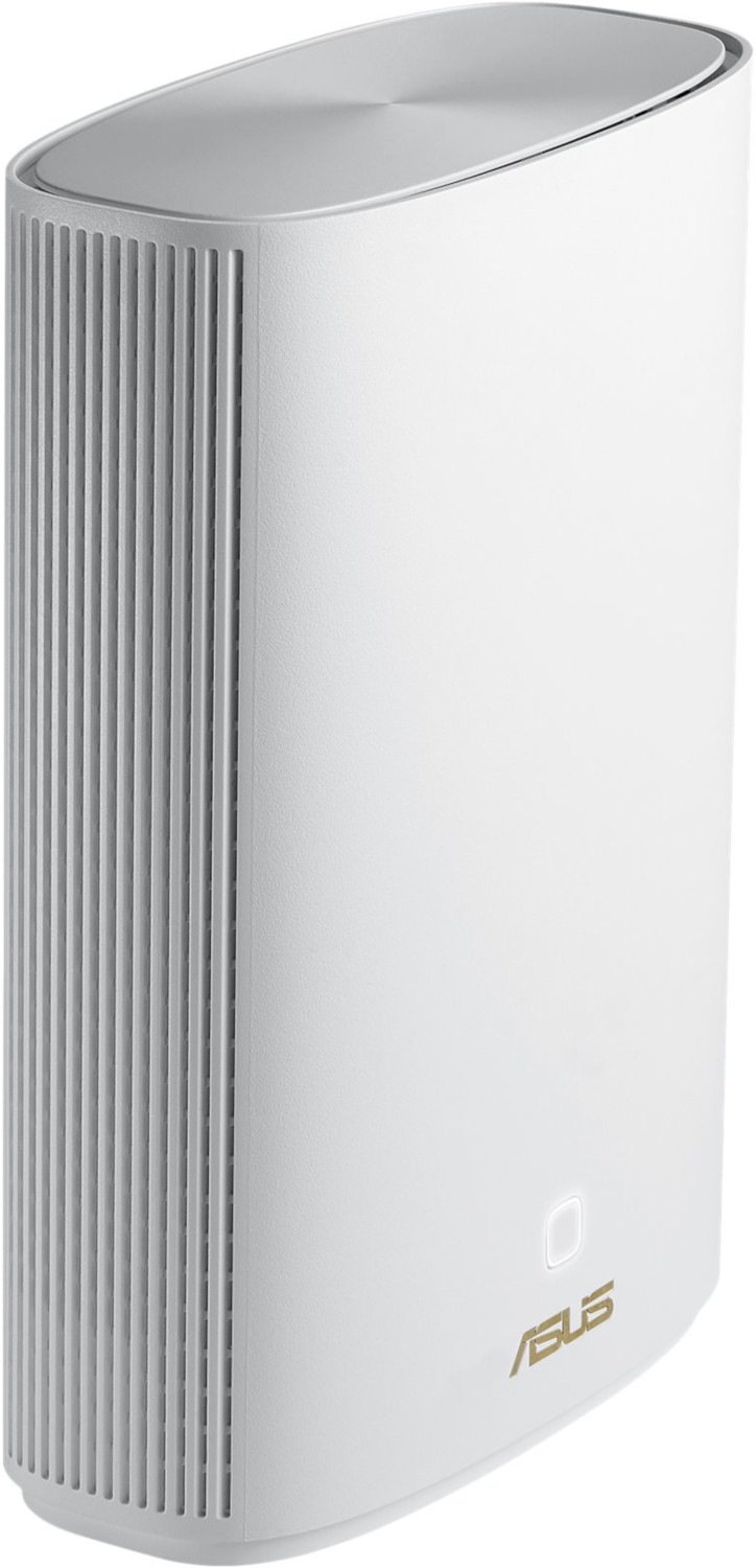 Routeur blanc vertical avec fentes d'aération et logo ASUS.