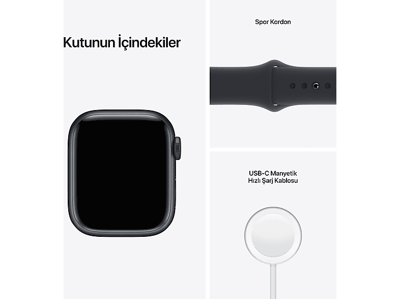 APPLE Watch Series 7 GPS +Cellular 45mm Gece Yarısı Alüminyum Kasa