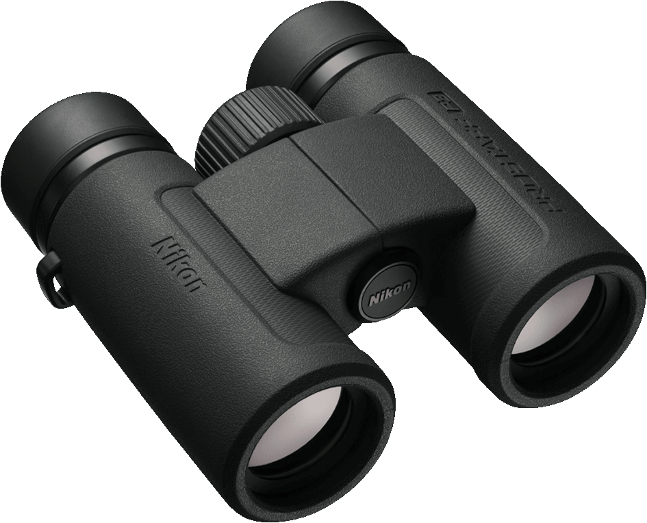 Binocolo Nikon Prostaff P3. Design nero, compatto con marchio Nikon.