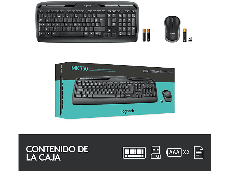COMBO TECLADO/RATON LOGITECH MK330 INALAMBRICO NEGRO - miniatura 3