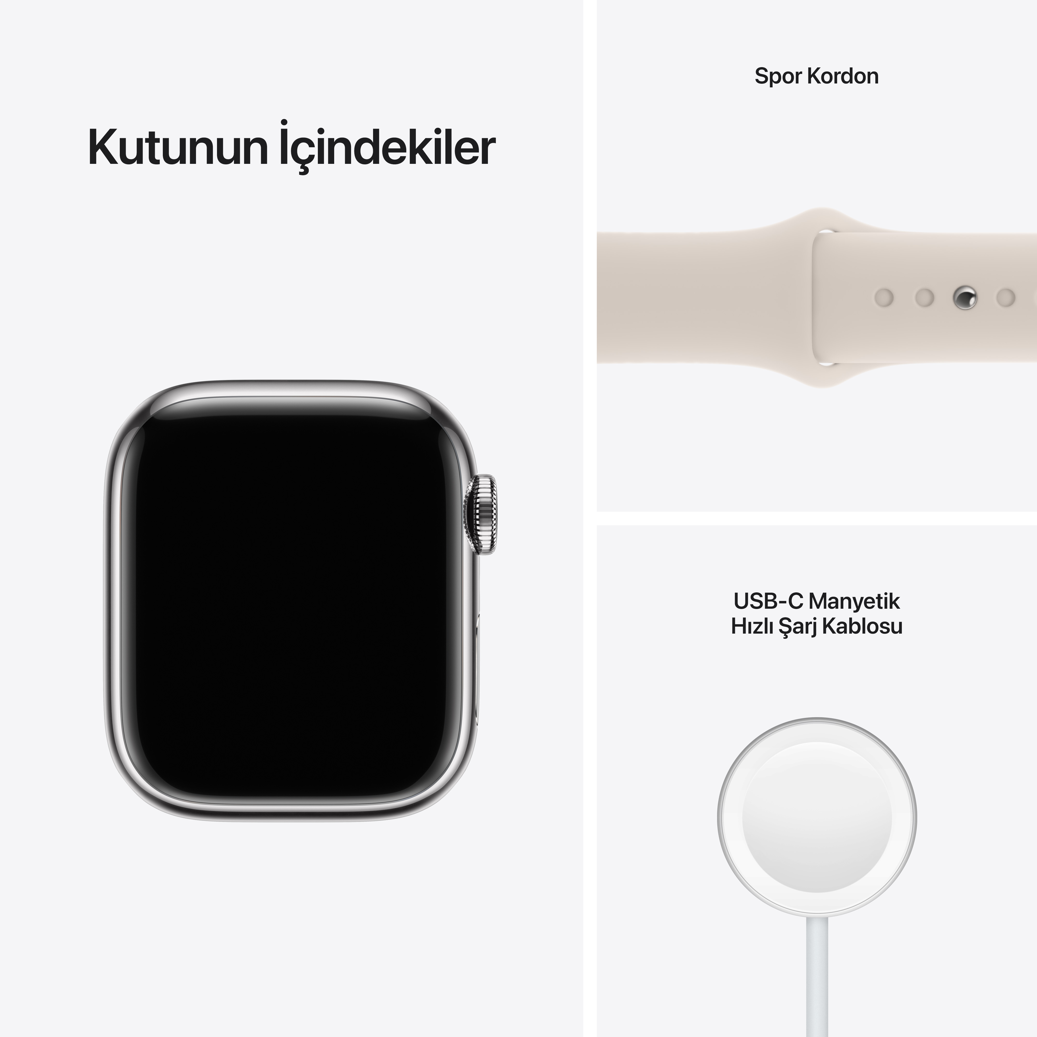 APPLE Watch Series 7 GPS + Cellular, 45mm Gümüş Stainless Steel