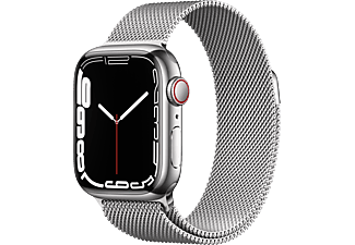 APPLE Watch Series 7 GPS + Cellular, 45mm Gümüş Stainless Steel Case with Gümüş Milanese Loop Akıllı Saat