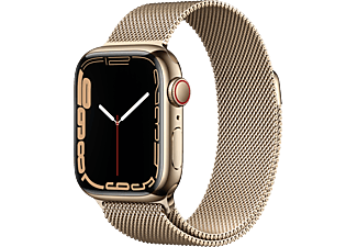 APPLE Watch Series 7 GPS + Cellular, 41mm Gold Stainless Steel Case with Gold Milanese Loop Akıllı Saat