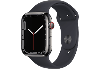 APPLE Watch Series 7 GPS + Cellular, 45mm Graphite Stainless Steel with Gece Yarısı Sport Band Akıllı Saat