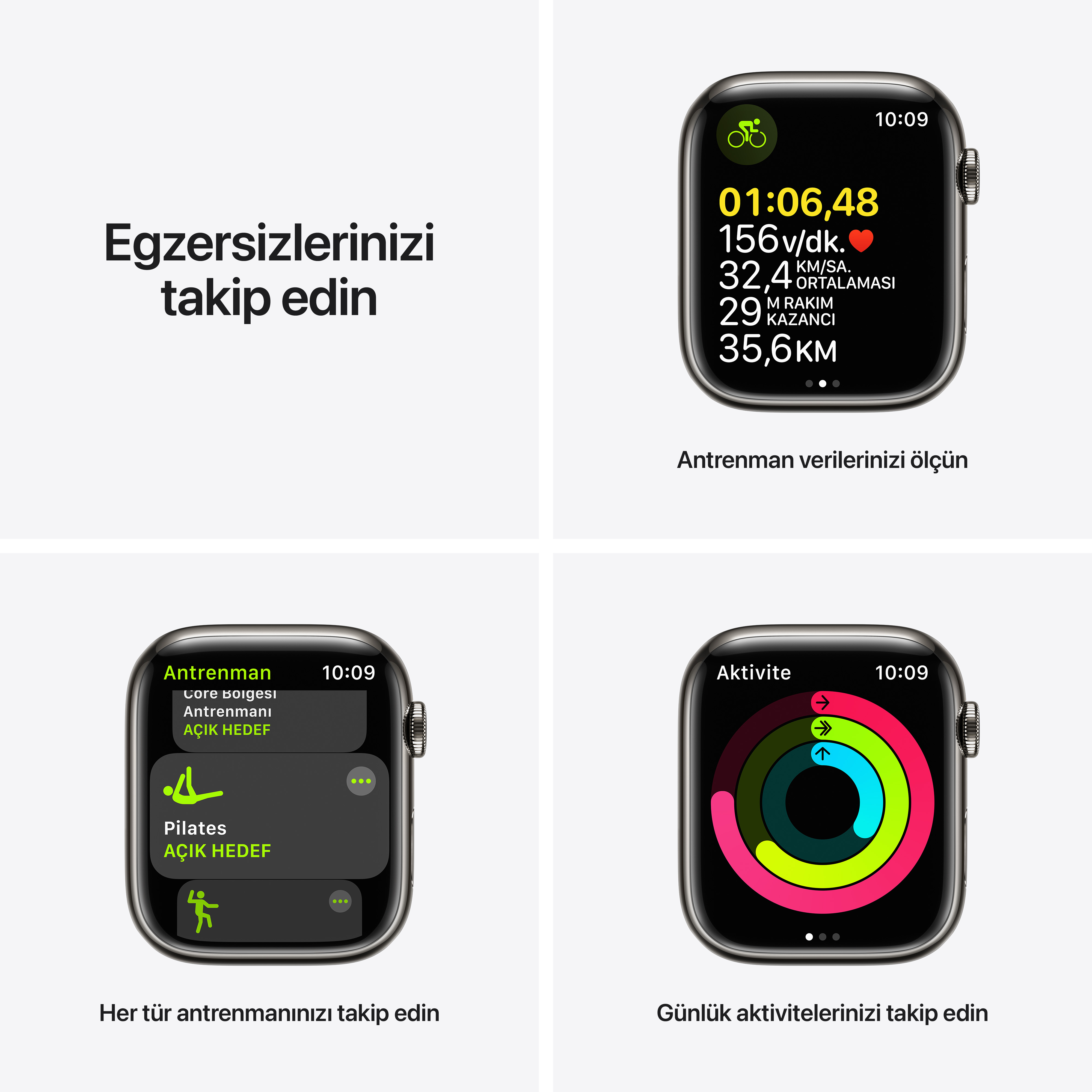 APPLE Watch Series 7 GPS + Cellular, 41mm Graphite Stainless Steel with Gece Yarısı Sport Band Akıllı Saat