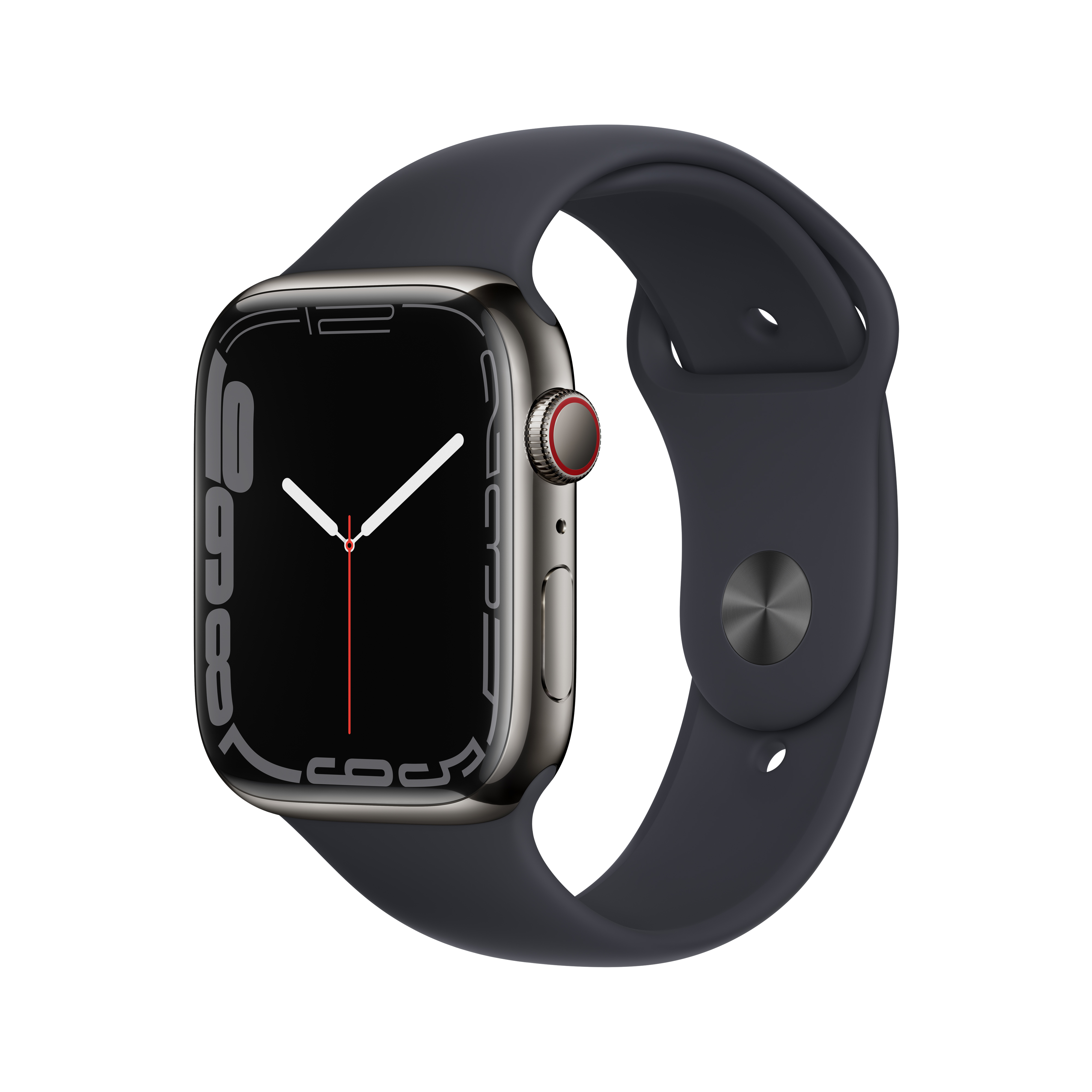 APPLE Watch Series 7 GPS + Cellular, 41mm Graphite Stainless Steel with Gece Yarısı Sport Band Akıllı Saat