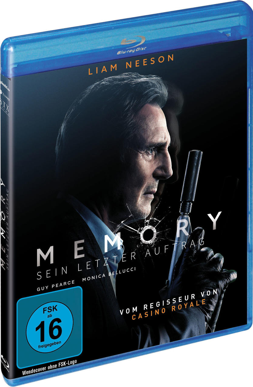 Blu-ray-Disc des Films Memory. Liam Neeson ist auf dem Cover mit dem Filmtitel.