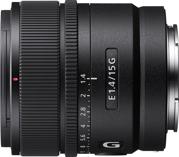 Objectif photo noir avec bagues de mise au point et d'ouverture, étiquette E1.4/15G.