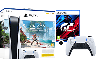 PlayStation 5 + Horizon Forbidden West +  Gran Turismo 7 + PS5 DualSense Bundle - Spielekonsole - Weiss/Schwarz