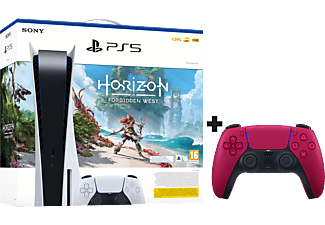 PlayStation 5 + Horizon Forbidden West +  PS5 DualSense (Cosmic Red) Bundle - Spielekonsole - Weiss/Schwarz/Cosmic Red