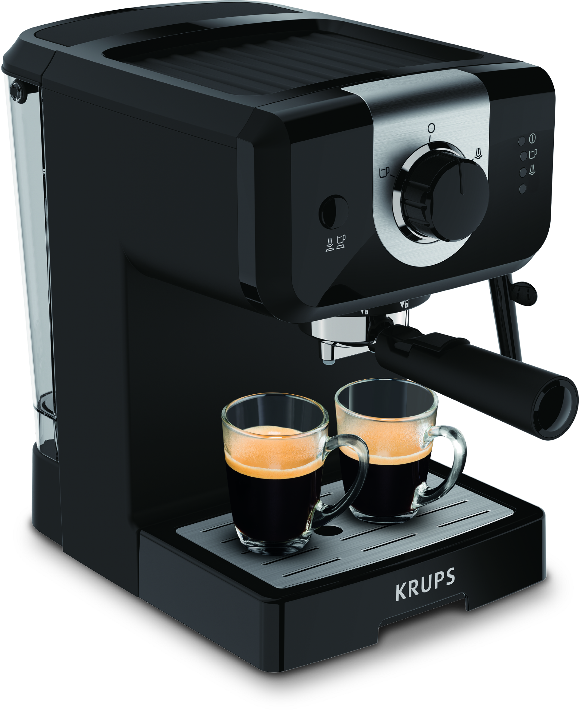 Cafetera express - Krups XP320810 Opio, 15 bares, Depósito 1.5 L, Espumador de leche