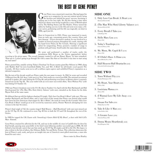 A The Best of Gene Pitney album borítója szöveggel és Pitney képével.