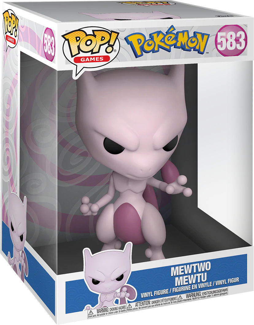 FUNKO POP! Games: Pokémon - Mewtu (Jumbo-sized POP!) - Sammelfigur (Rosa/Bordeaux/Schwarz)