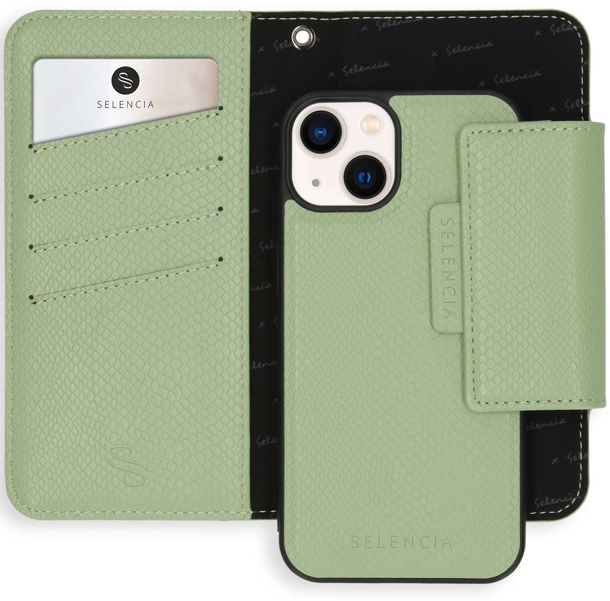 SELENCIA Flipcover Snake Bookcase iPhone 13 Vert (SH00044500)