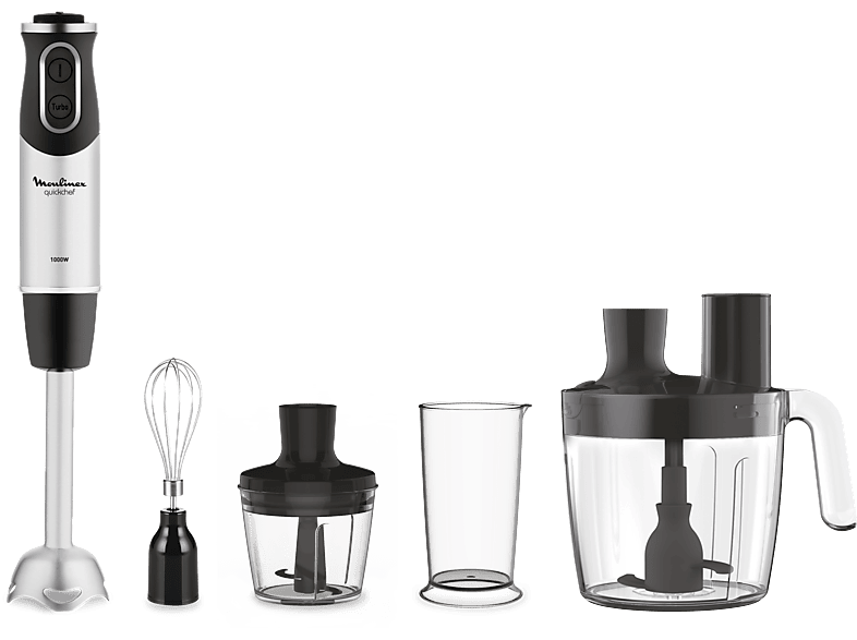 Batidora de mano Moulinex DD65J8 QuickChef, 4 en 1, 1000W, Tecnología