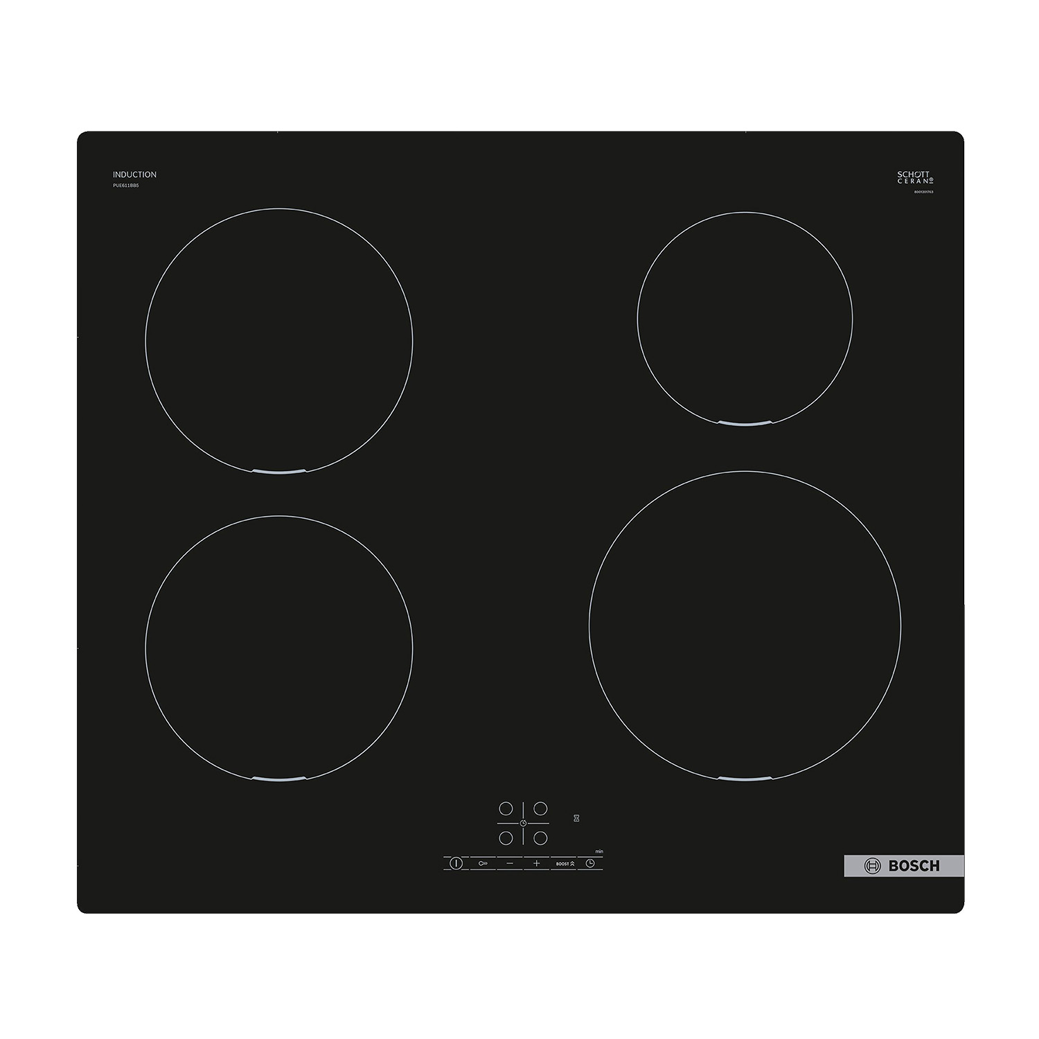 Piano Cottura A Induzione Bosch Pue611Bb5J, 4 zone cottura, 59,2 cm x 52,2