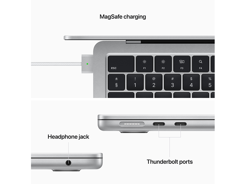 APPLE MacBook Air 2022 13,6" Liquid Retina ezüst Apple M2(8C/8C)/8GB/256GB (mlxy3mg/a)