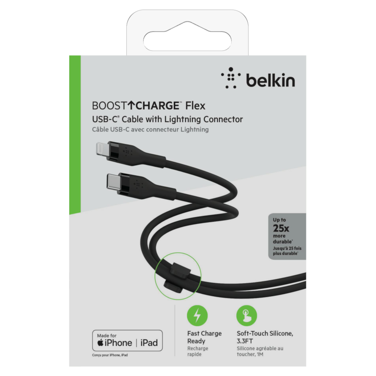 BELKIN BoostCharge USB-C-naar-Lightning Siliconen 1 m Zwart
