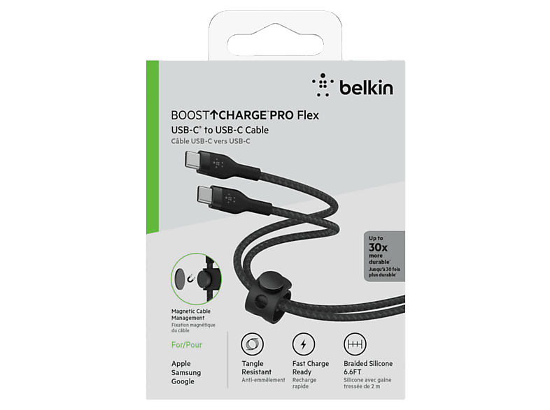 Belkin Boostcharge Pro Flex Usb-c Oplaadkabel 2 M Gevlochten Siliconen - Zwart