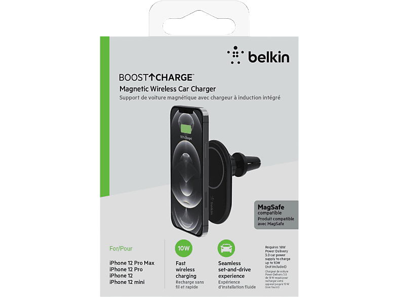 BELKIN Magnetische Draadloze Autohouder (ventilatierooster) – Zwart (zonder autolader)