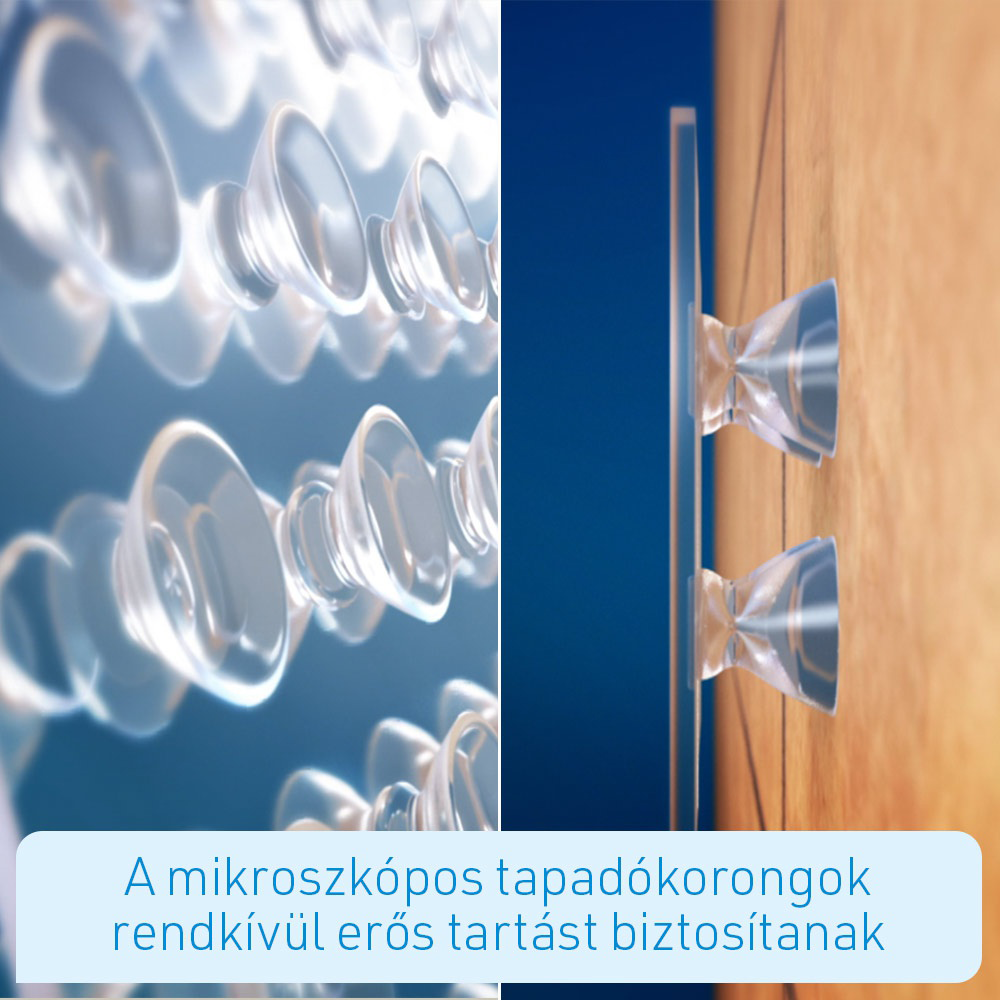 Tapadókorongok közeli képe egy felületen, magyar nyelvű szöveggel.