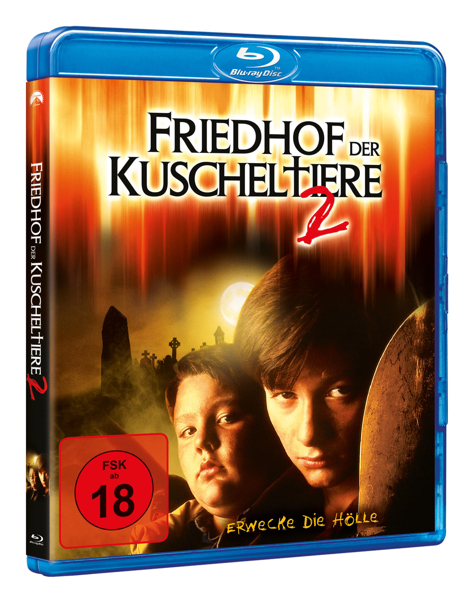 Blu-ray-Filmhülle von Friedhof der Kuscheltiere 2 mit zwei Jungen.