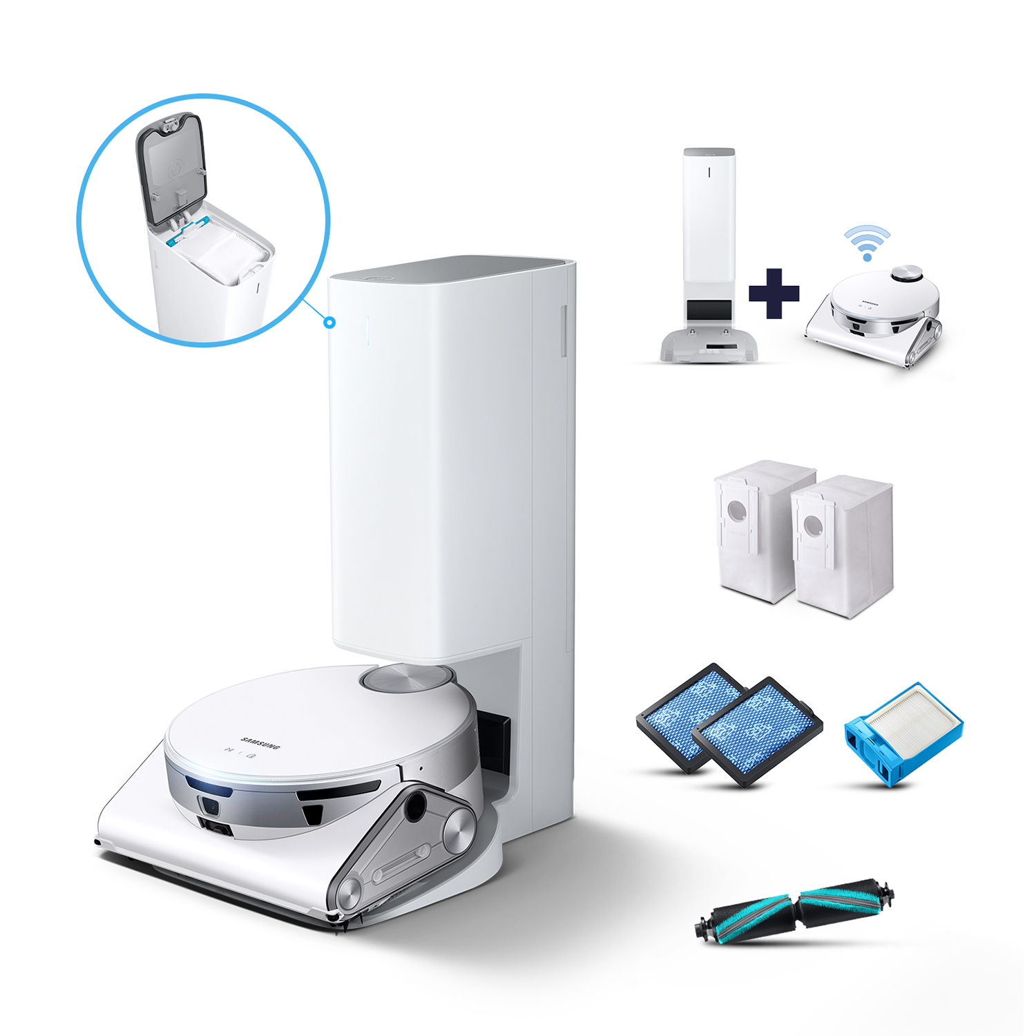 SAMSUNG VR50T95735W/WA JETBOT AI aspirapolvere robot, 170 W