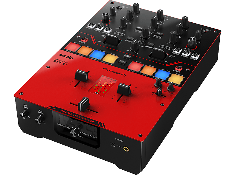 Pioneer DJ DJM-S5 2-Kanal DJ-Mixer im Scratch-Style (glänzend rot)