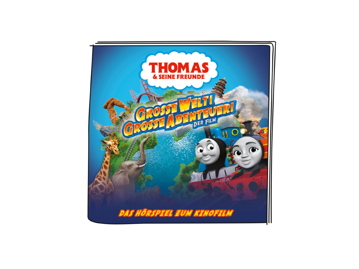 DVD-Cover des Thomas & Friends-Films mit Zeichentrick-Zugfiguren.