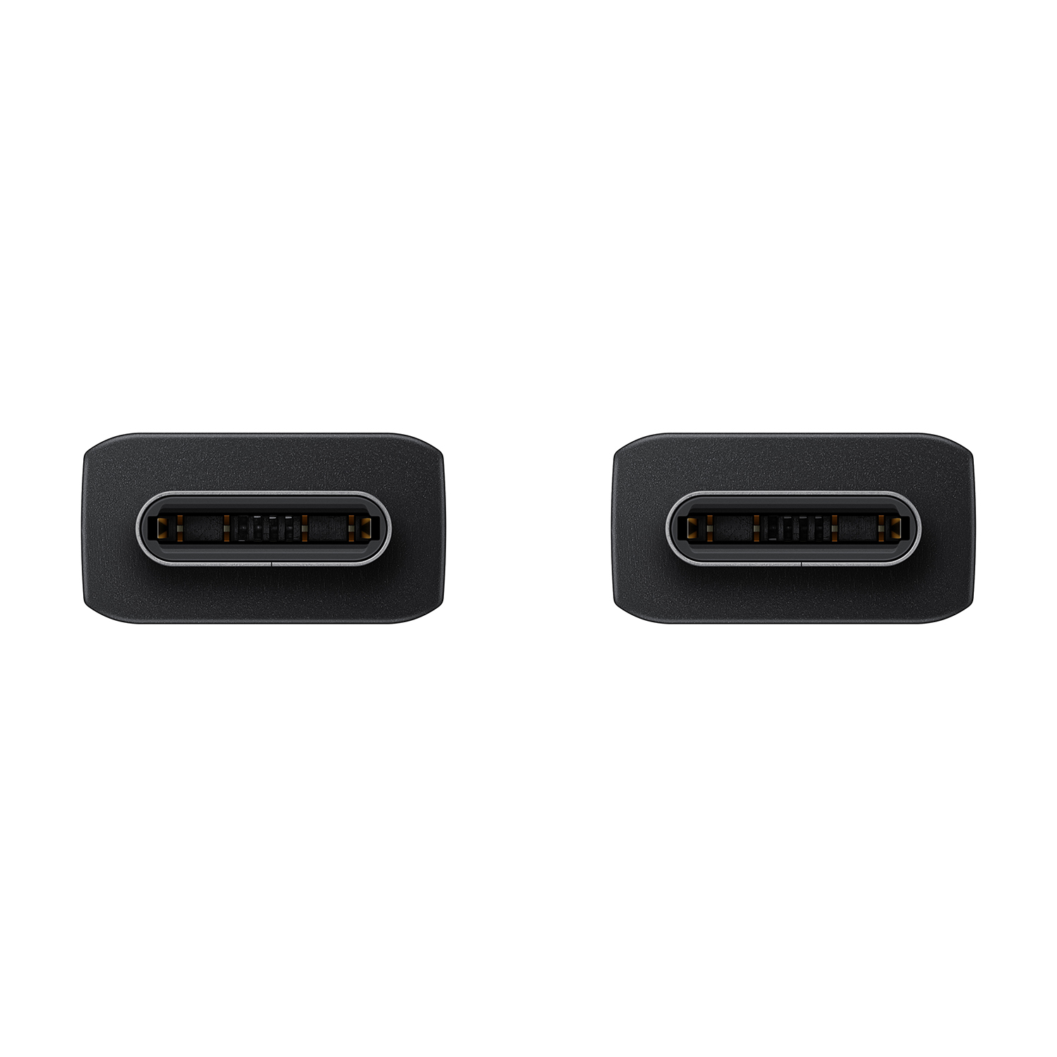 Due connettori USB-C neri, affiancati, su sfondo bianco.