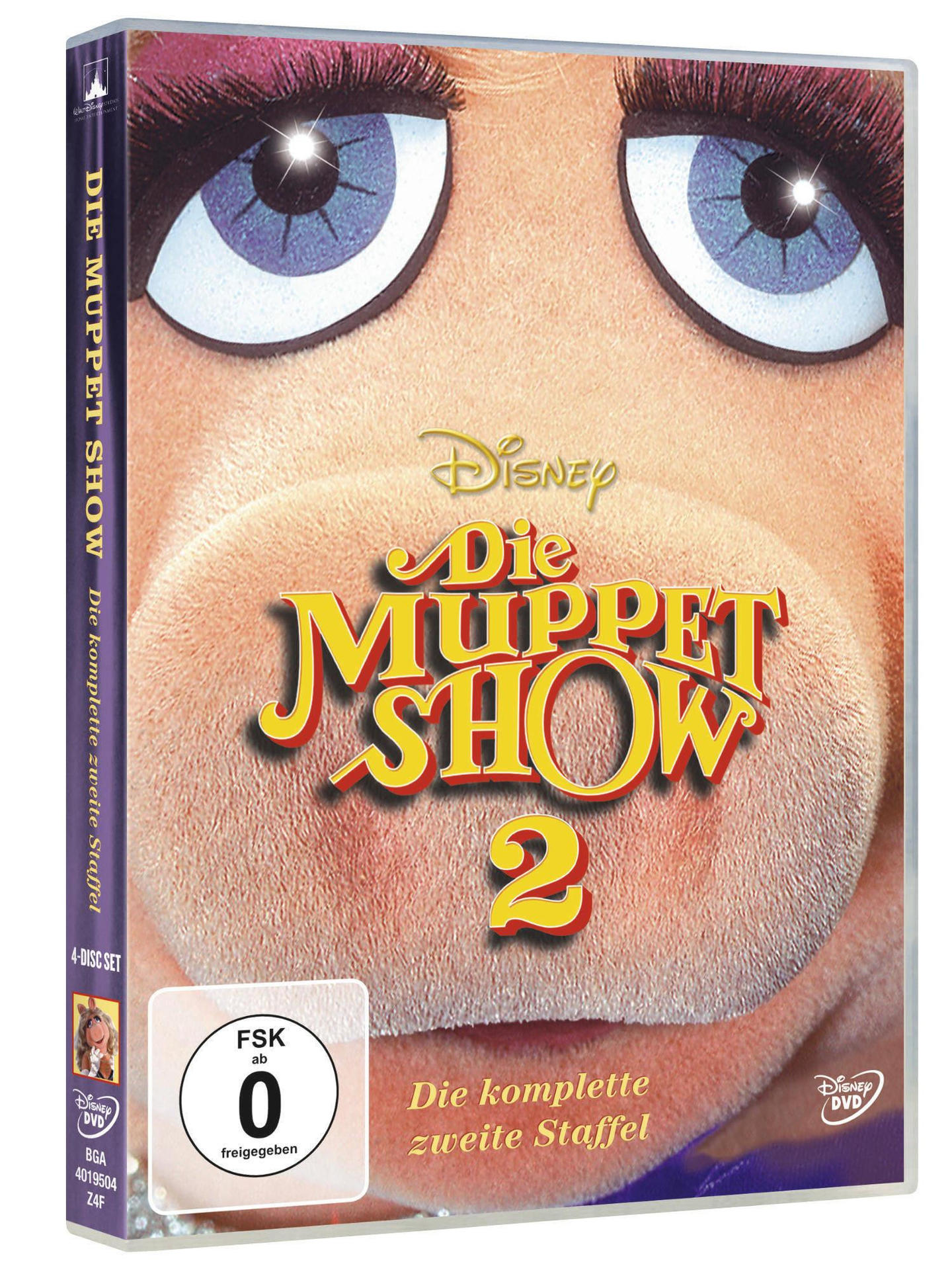 DVD-Cover für Die Muppet Show 2 mit einer Nahaufnahme von Miss Piggys Gesicht.