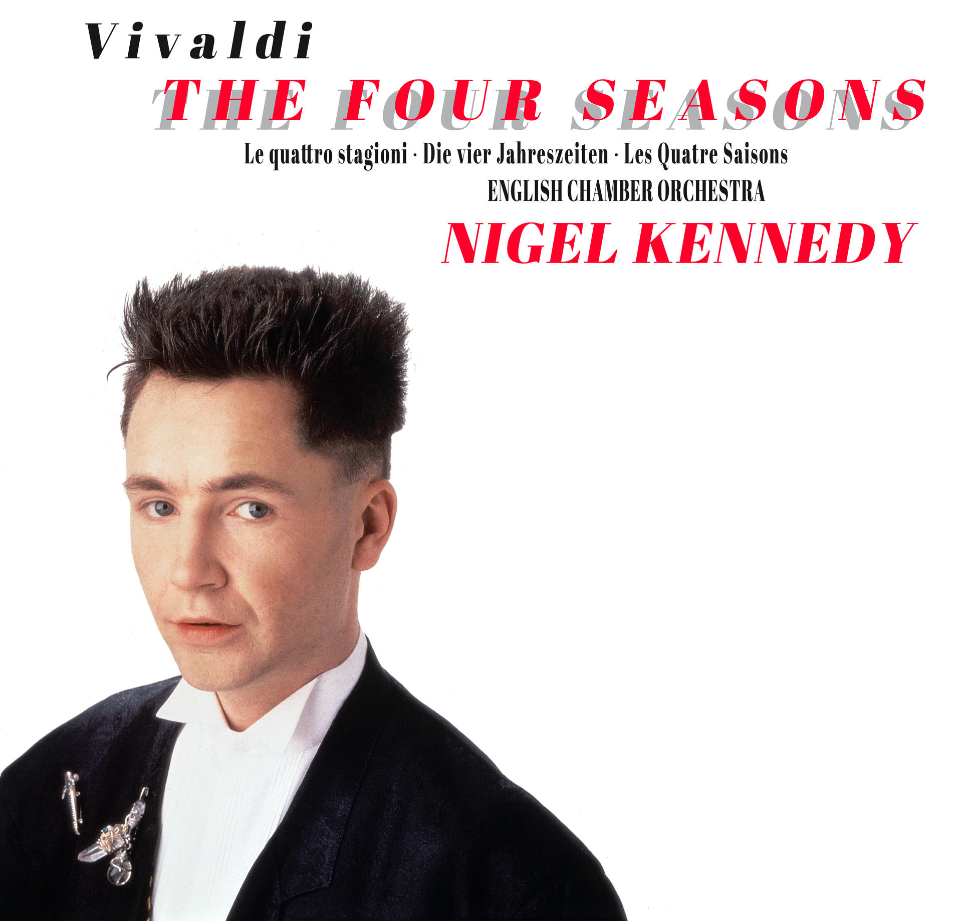 Nigel Kennedy 'The Four Seasons' album borítója, fehér háttér, férfi arc.