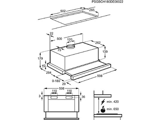 ZANUSSI Onderbouwdampkap D (ZHP60260SA)