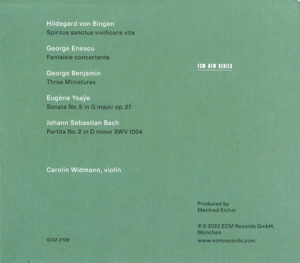 Eine CD-Hülle mit Details zu Musikkompositionen, einschließlich Komponist, Titel und dem ECM NEW SERIES-Logo.