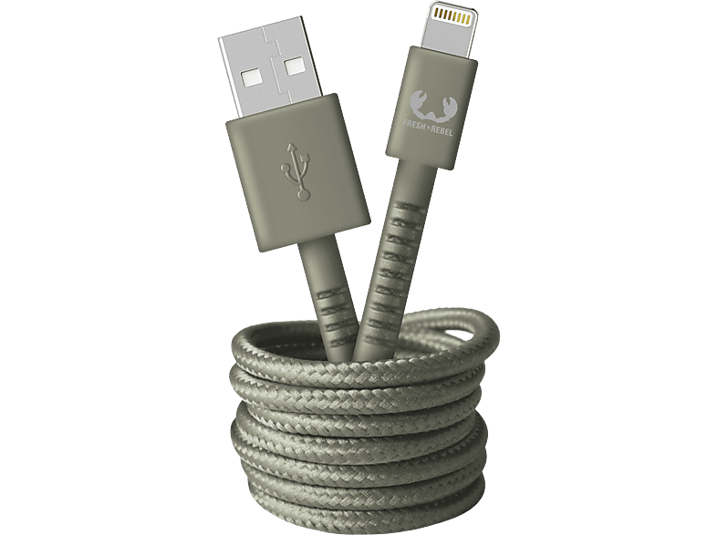 Fresh 'n Rebel - Usb naar Apple Lightning kabel - 2 meter hoge kwaliteit kabel - Dried Green