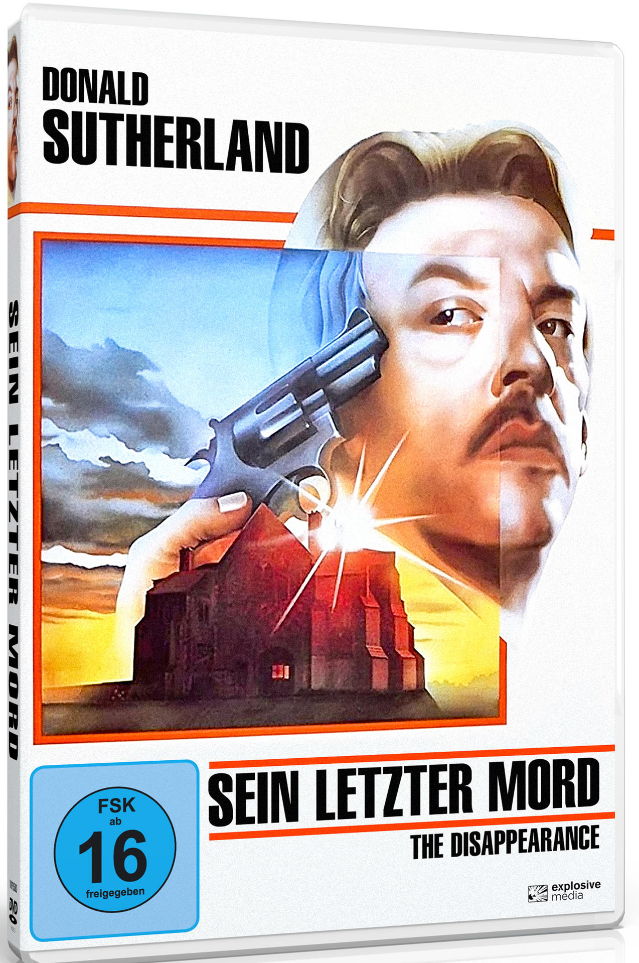 Ein Filmplakat. Ein Mann richtet eine Pistole auf seinen Kopf. Text auf Deutsch.