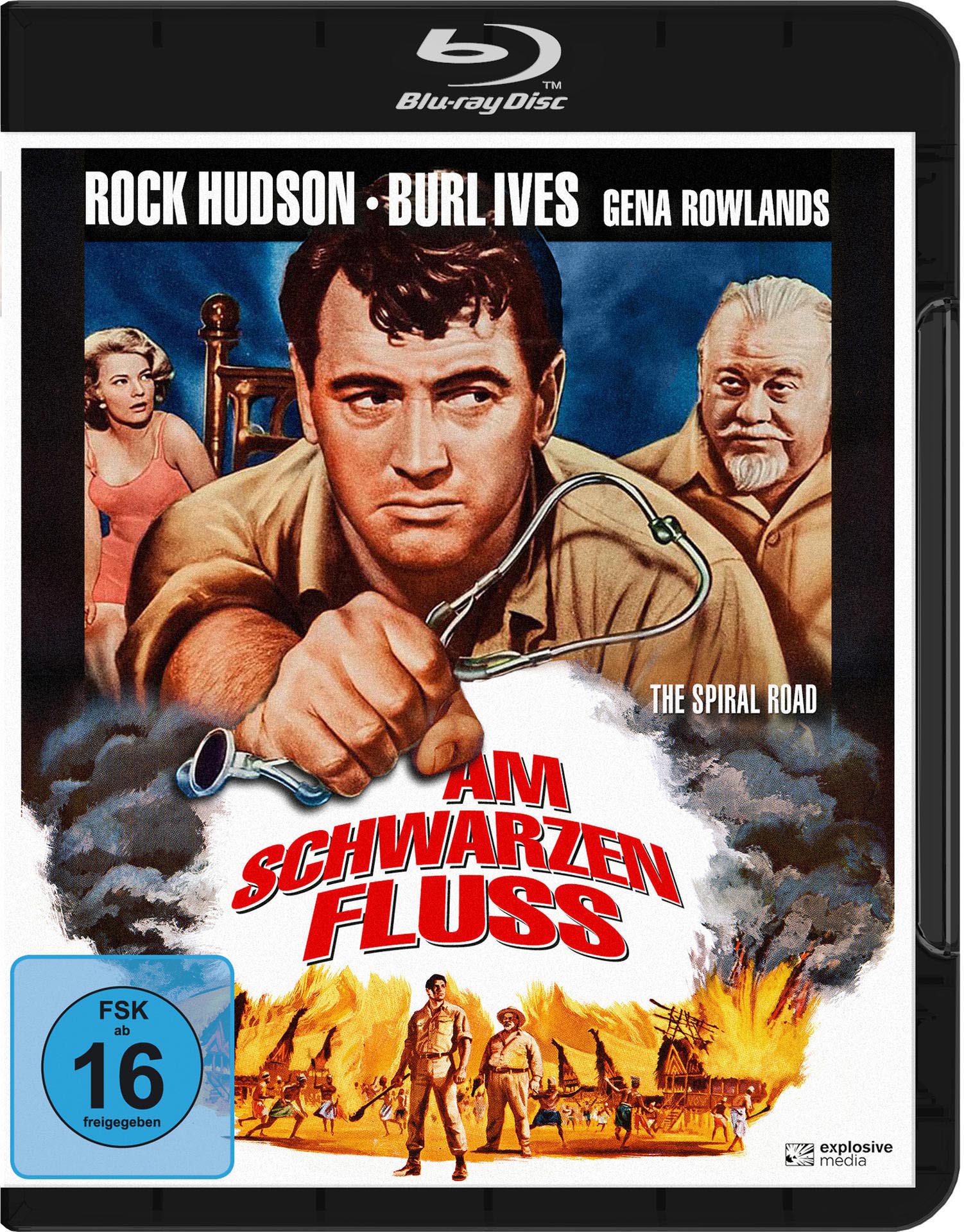 Blu-ray-Cover von The Spiral Road. Ein Mann hält ein Stethoskop, eine Frau und ein älterer Mann.