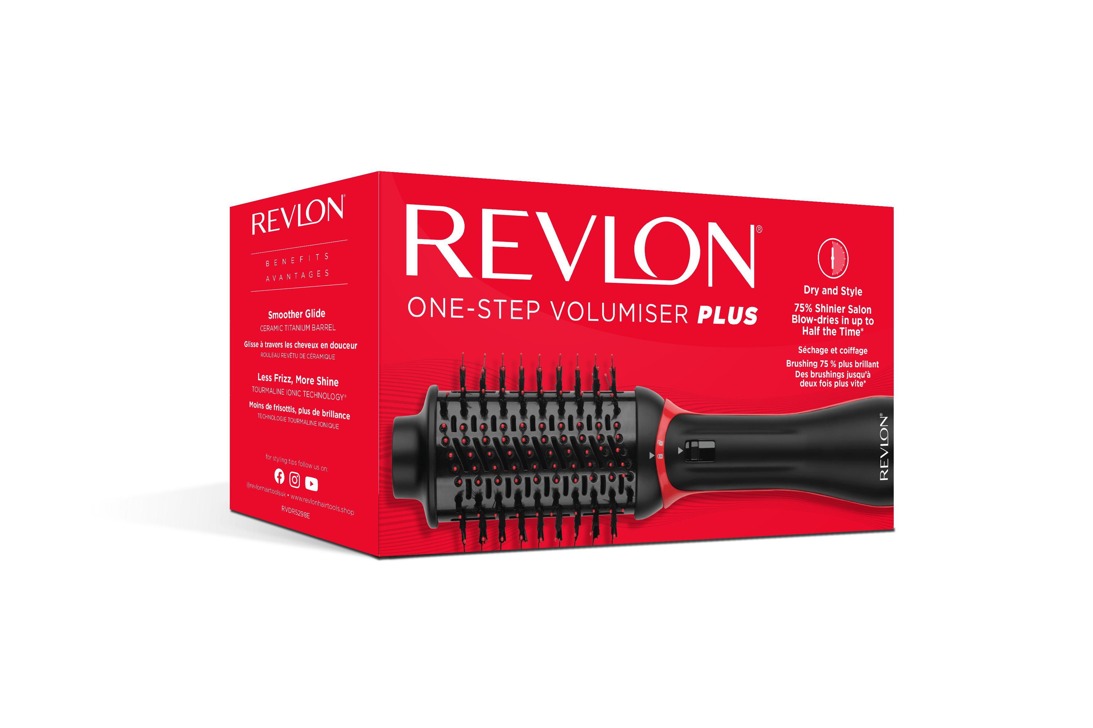 Eine Revlon One-Step Volumiser Plus Produktbox.