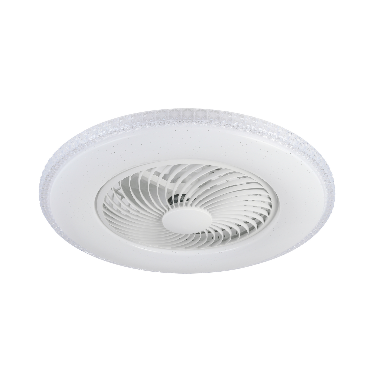 Ventilador de techo con luces integradas. Acabado blanco.