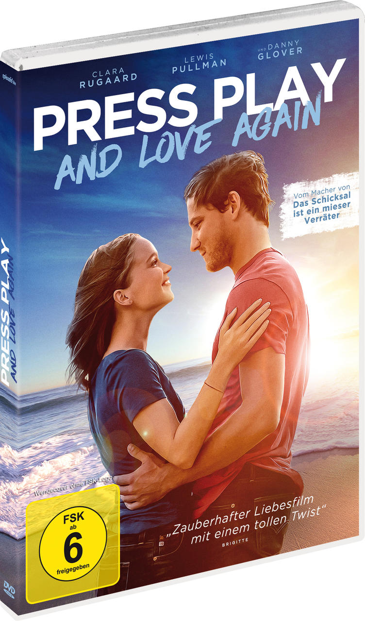 DVD-Hülle des Films "Press Play and Love Again" mit einem verliebten Paar.
