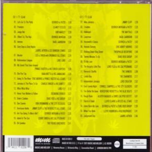 CD-Cover mit Titellisten in zwei Spalten. Gelber Hintergrund, schwarzer Text.