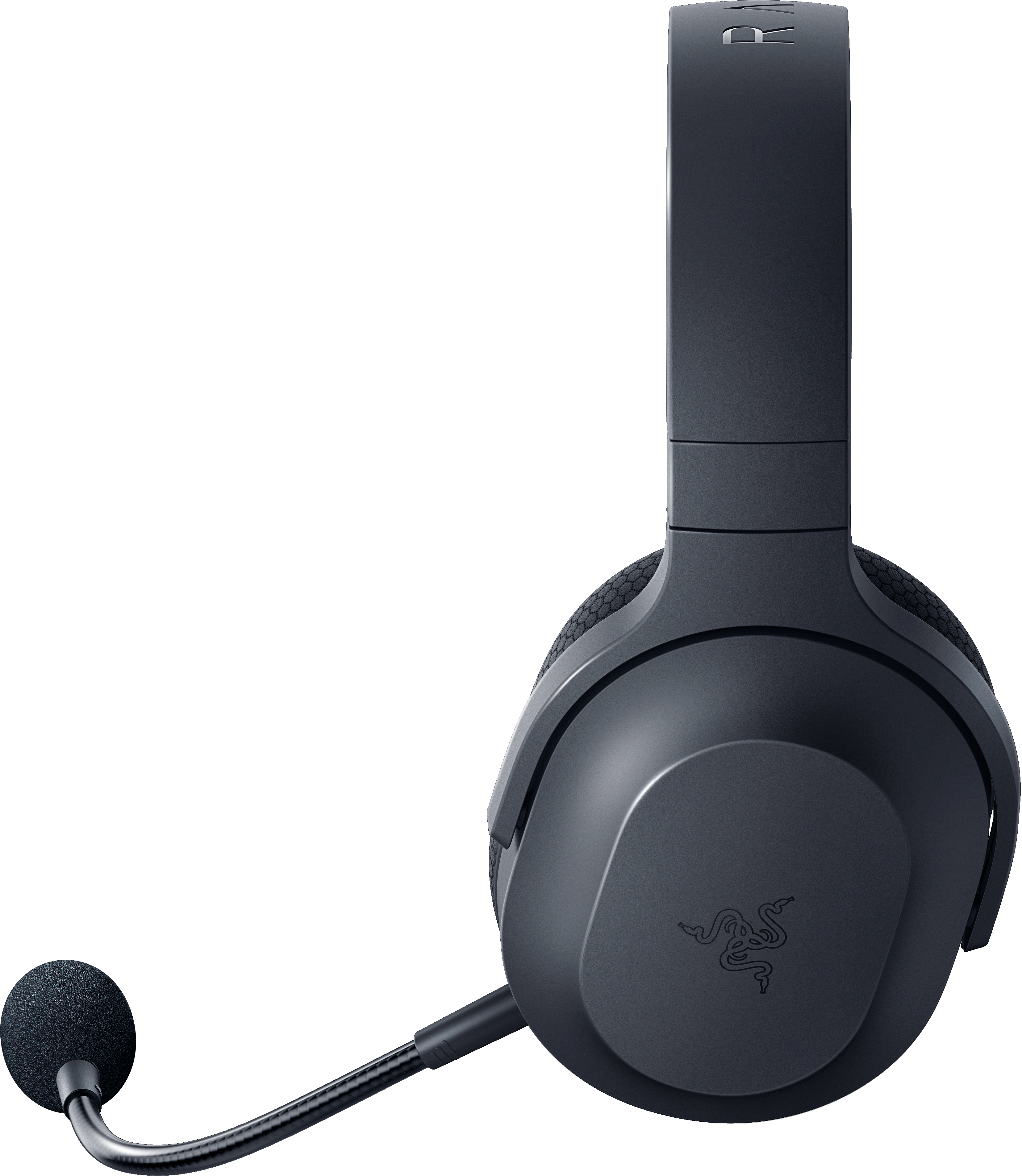 Cuffie da gioco Razer nere con microfono e logo Razer sul padiglione.