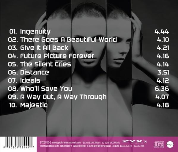 CD-Cover mit dem Gesicht einer Frau in drei gespiegelten Abschnitten und einer Liste von Liedern.