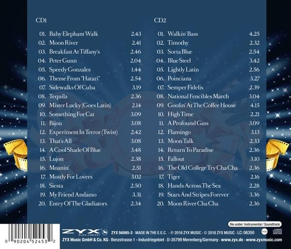 CD-Hülle mit Titellisten auf der Rückseite. Enthält Titel und Spieldauer. Blauer Hintergrund.
