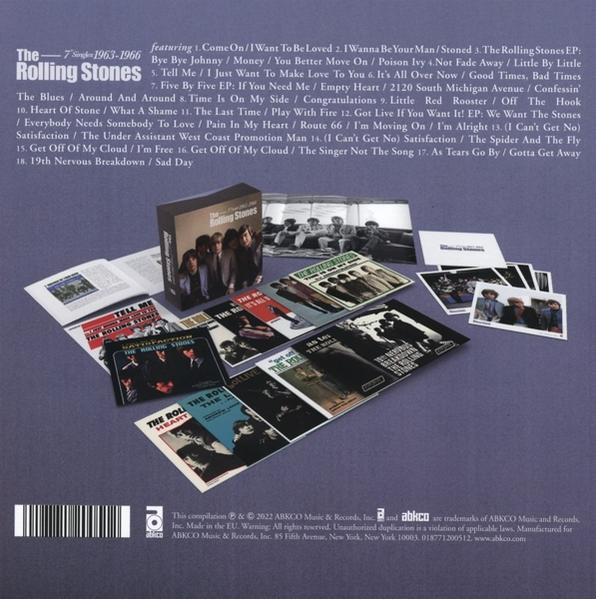 Ein Compilation-Album mit verschiedenen Albumcovern und Einlagen. Das Rolling Stones-Logo ist sichtbar.