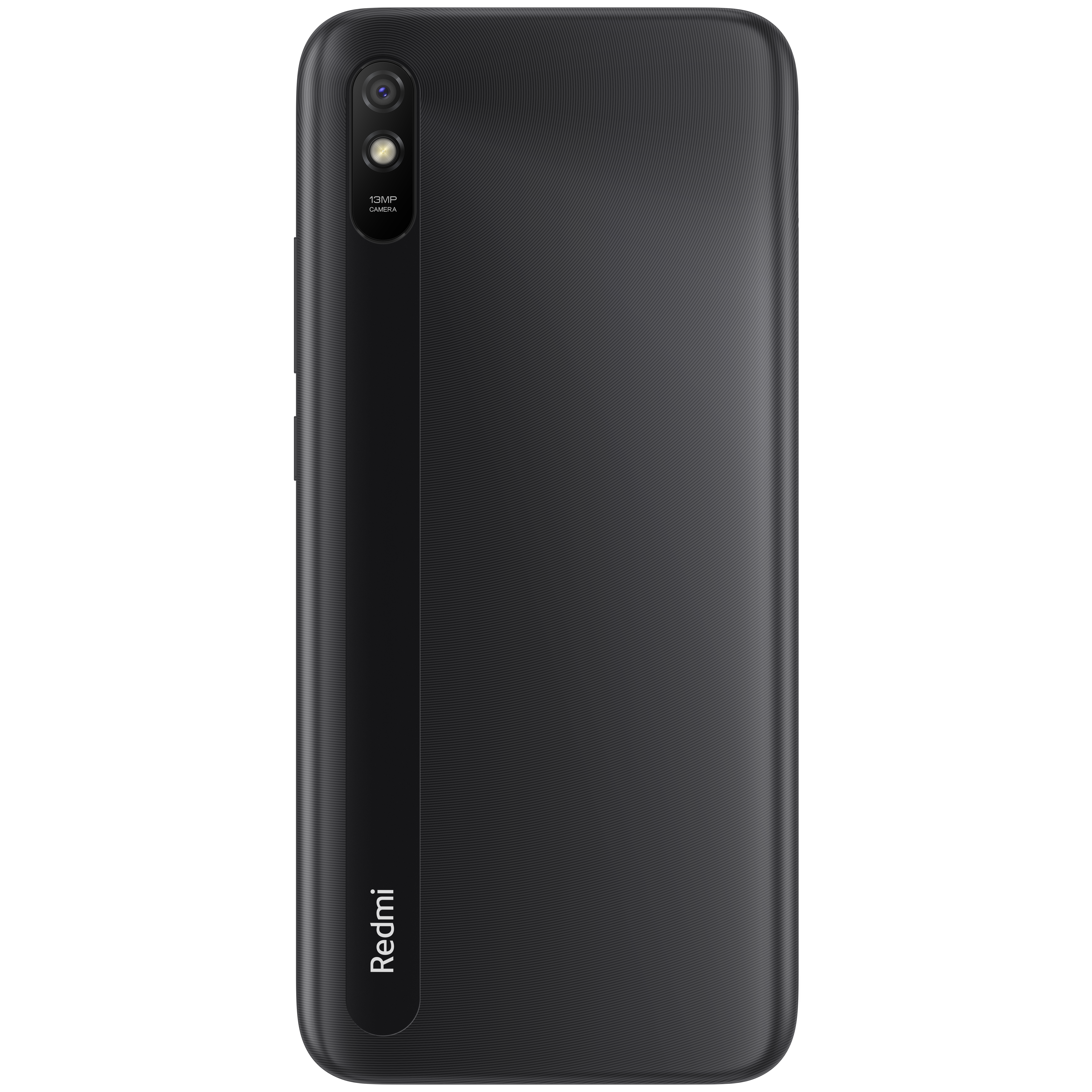 Die Rückseite eines schwarzen Redmi-Smartphones. Die Kamera befindet sich oben links.